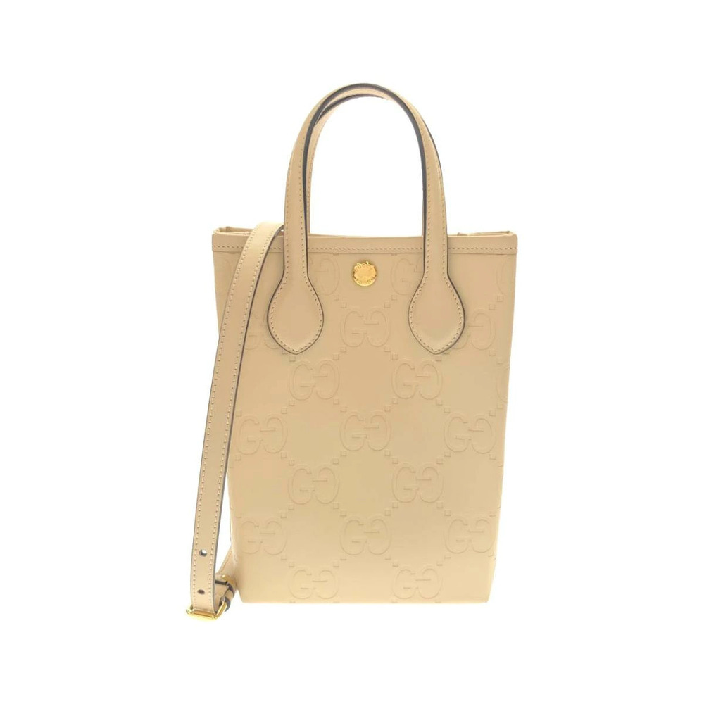 Gucci Jumbo GG super handbag beige leather embossed GG Cream